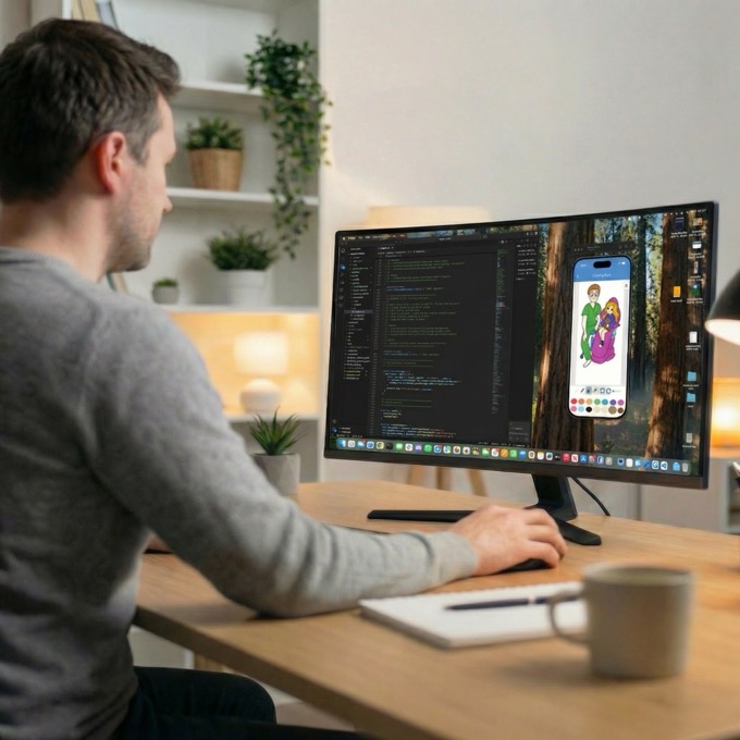 Designer working on interactive children's media experiences